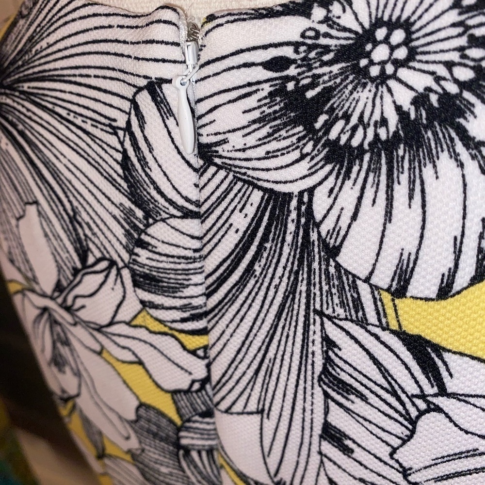 PAPPAGALLO Sheath Embroidered Sleeveless Midi Dress Yellow Black Size 6 - Picture 9 of 11